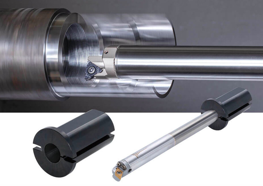 BOREMEISTER ANTI-VIBRATION BORING BARS OFFER SPLIT SLEEVES FOR LARGER DIAMETER BARS